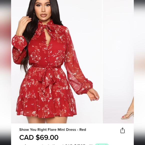 Fashionnova Cherry Red dress - Picture 1 of 3